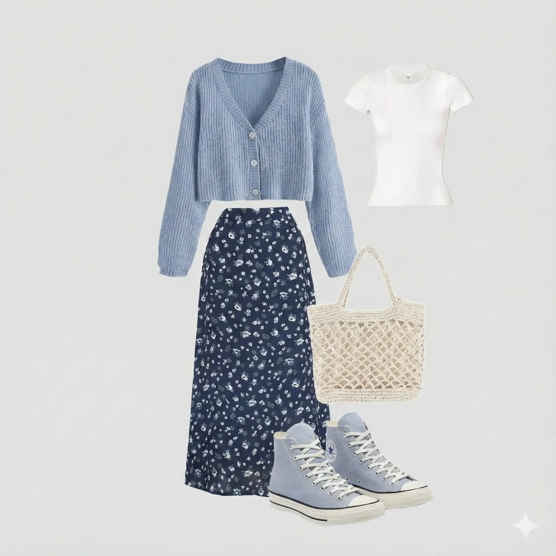 Original: AI virtual try-on turning flat lay clothes into realistic fashion model photo